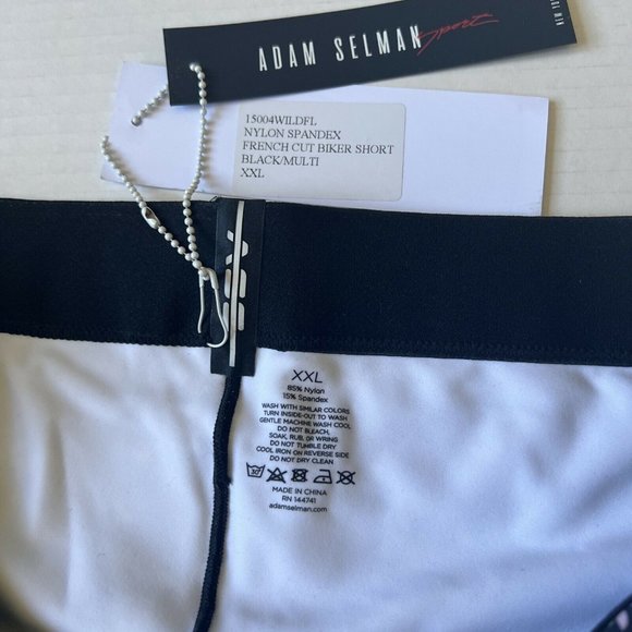 Adam Selman Biker Shorts Sz XL-XXL French cut Running Training Gym Floral Black - Picture 10 of 10